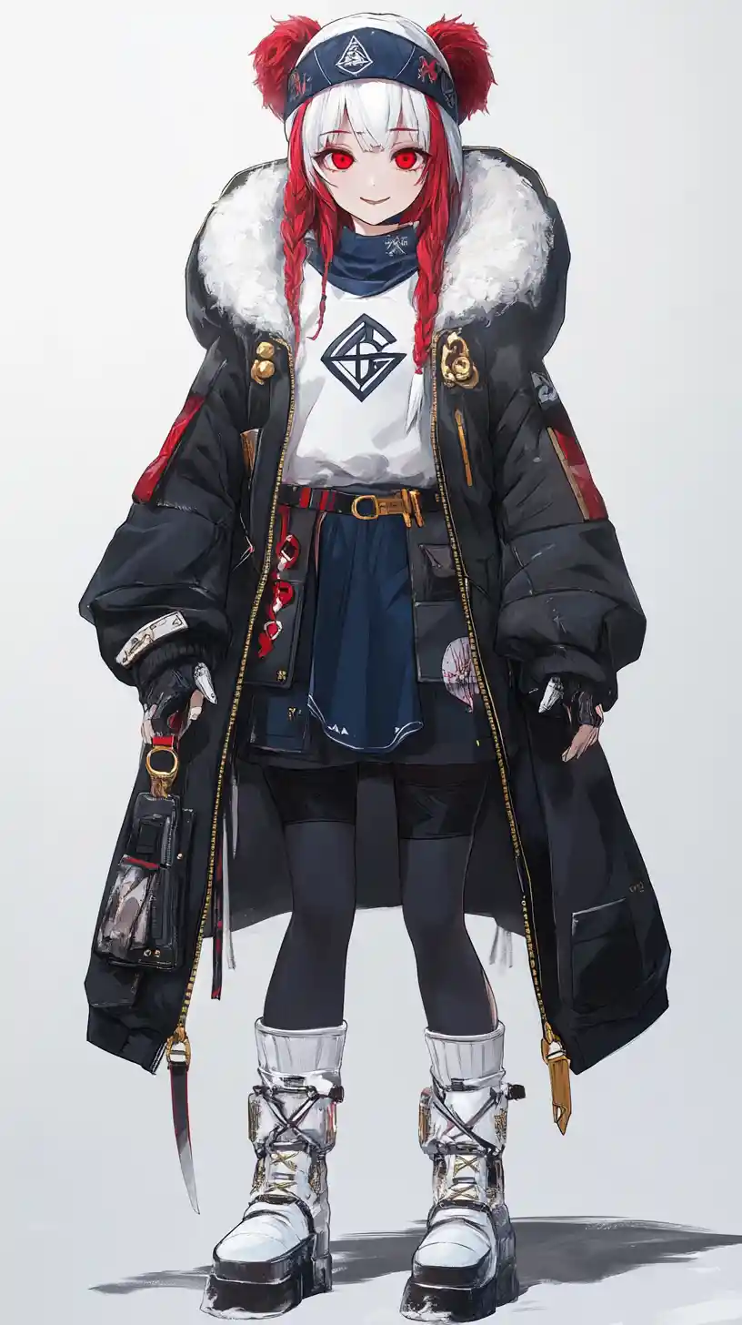 冰宮中巨人手掌上的微笑紅髮女孩