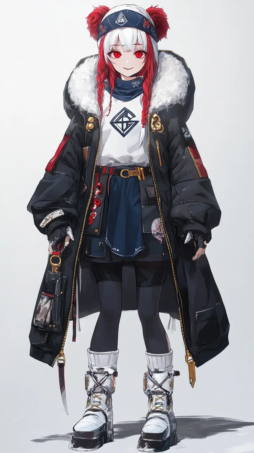 冰宮中巨人手掌上的微笑紅髮女孩