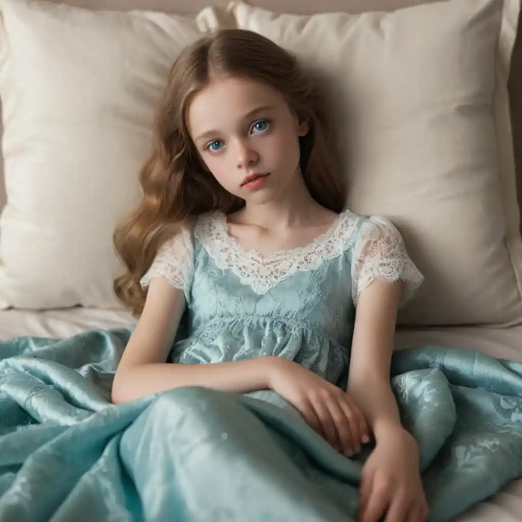 Teen girl lying thoughtfully on a sunlit bed
