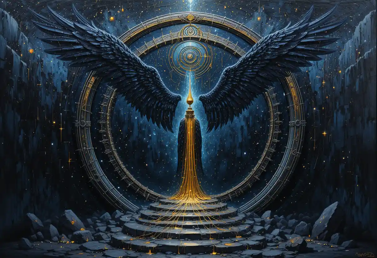 Golden spiral gate opening in dark cosmic space