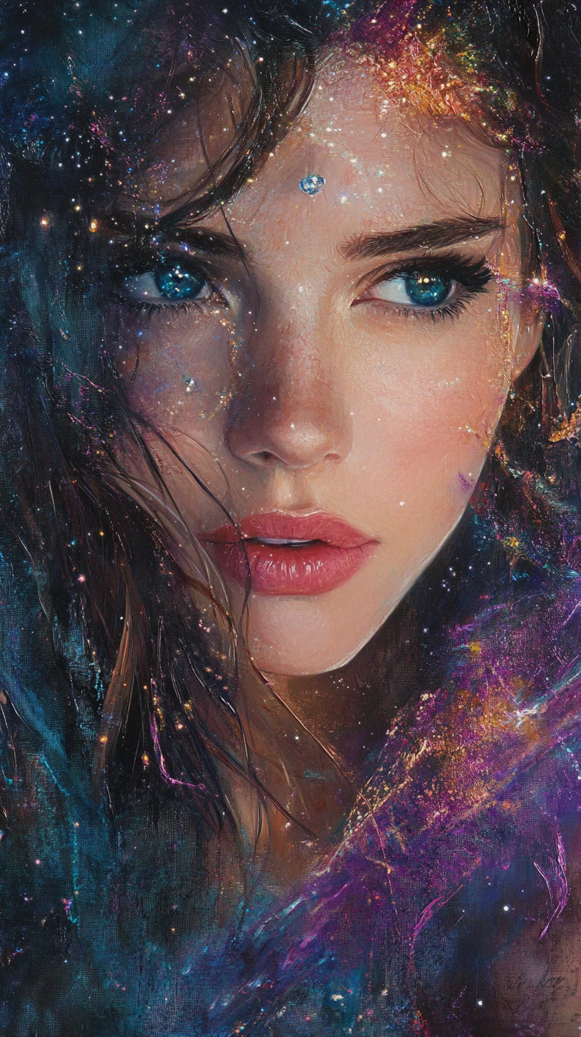 Romantic fantasy portrait of a girl with an endless gaze