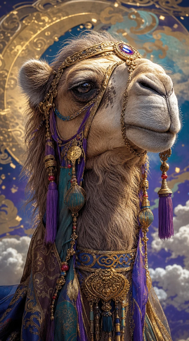 Close up portrait of an elegant camel in 3D style