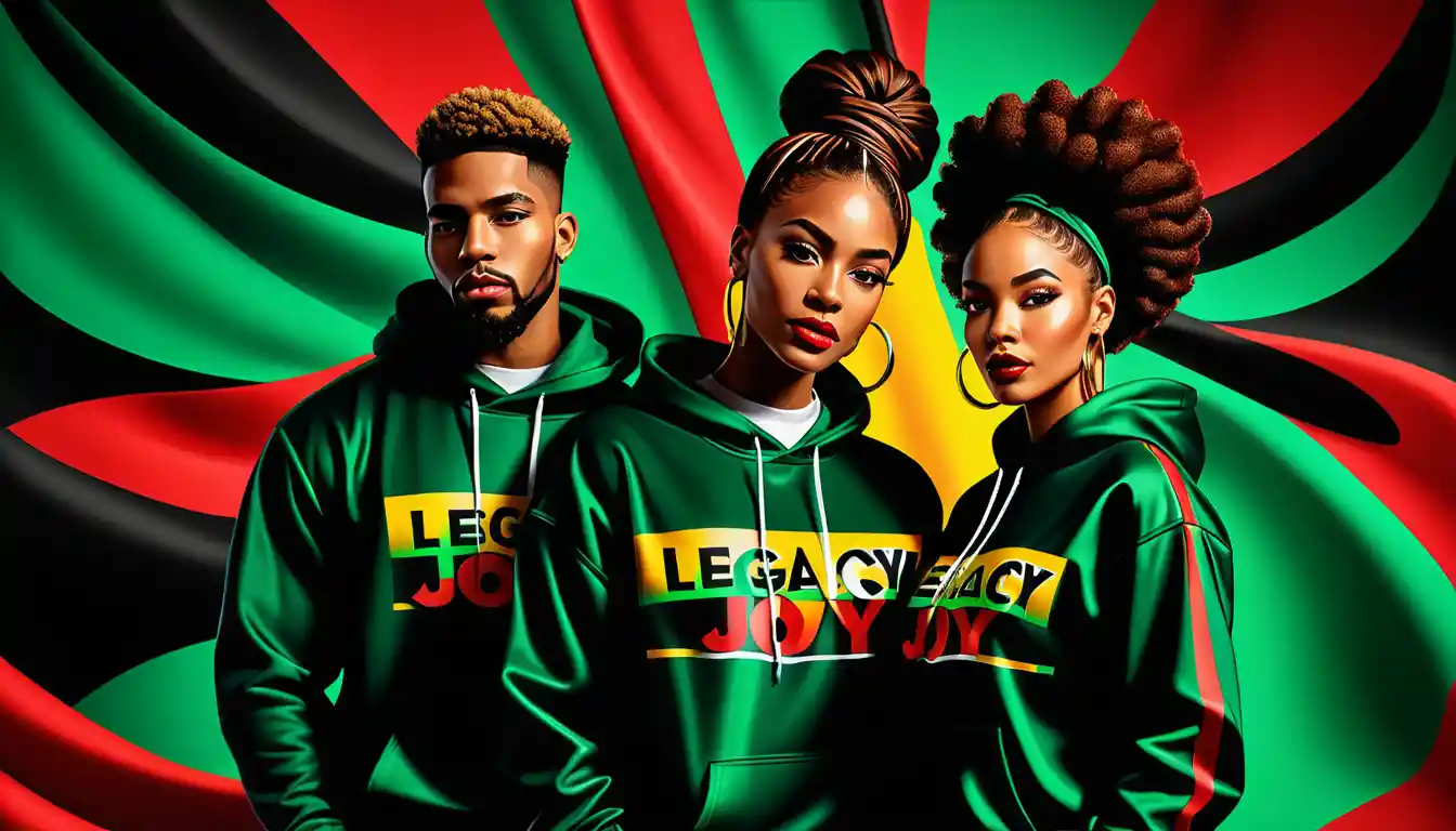 Juneteenth fashion couple with bold legacy of strength text