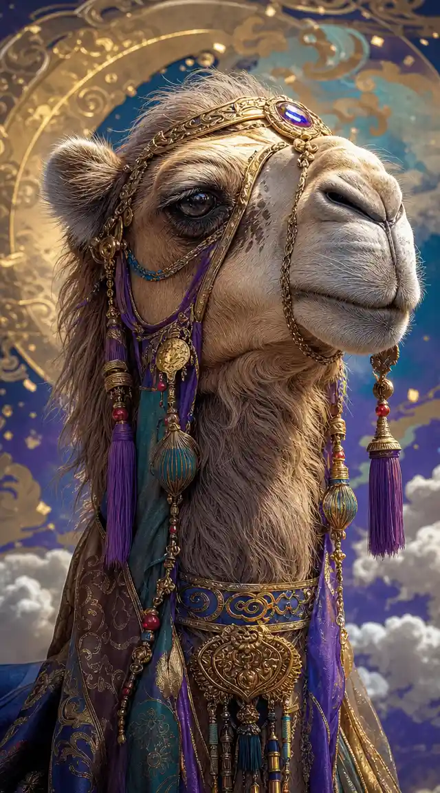 Close up portrait of an elegant camel in 3D style