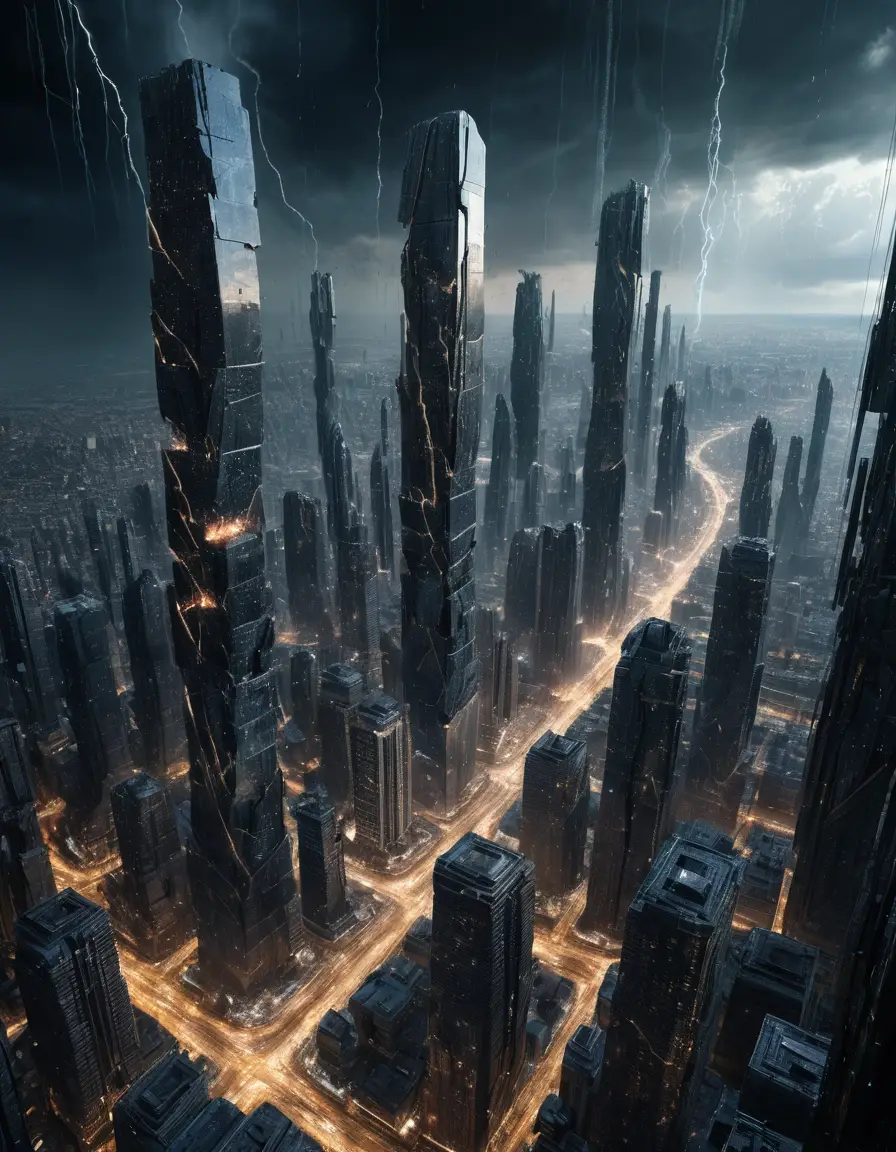 Reality Collapsing Across A Futuristic Megacity Skyline