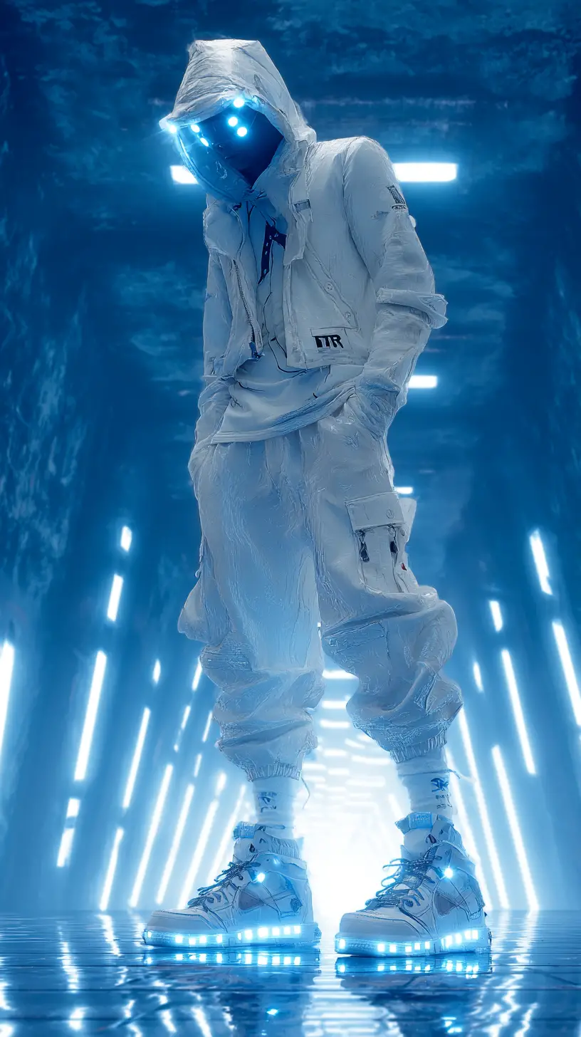 Man running through the city streets at night