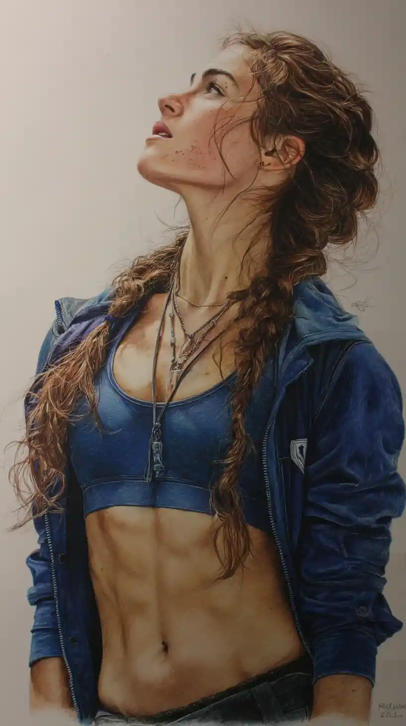 Athletic woman in bomber jacket with braided hair