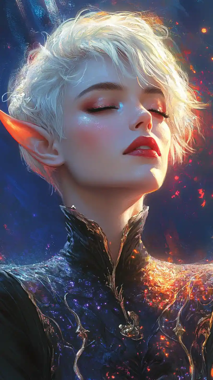 Elegant elf woman in glowing ethereal fantasy portrait