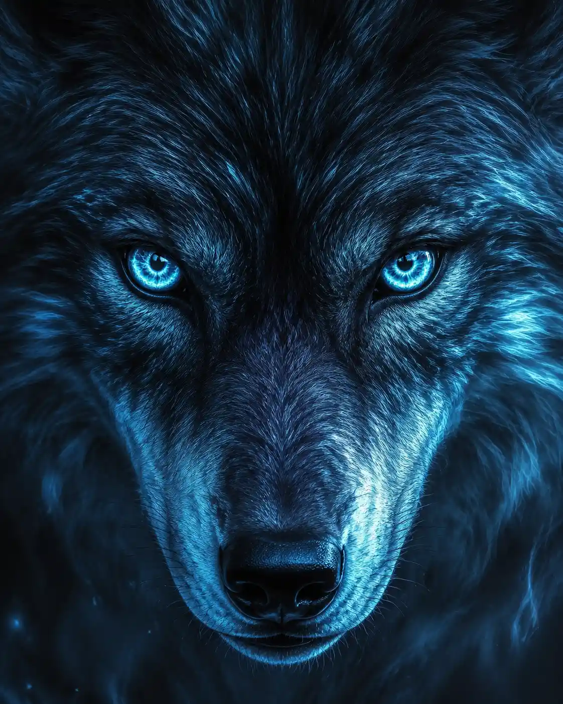 Close up portrait with intricate glossy eyes and symmetry