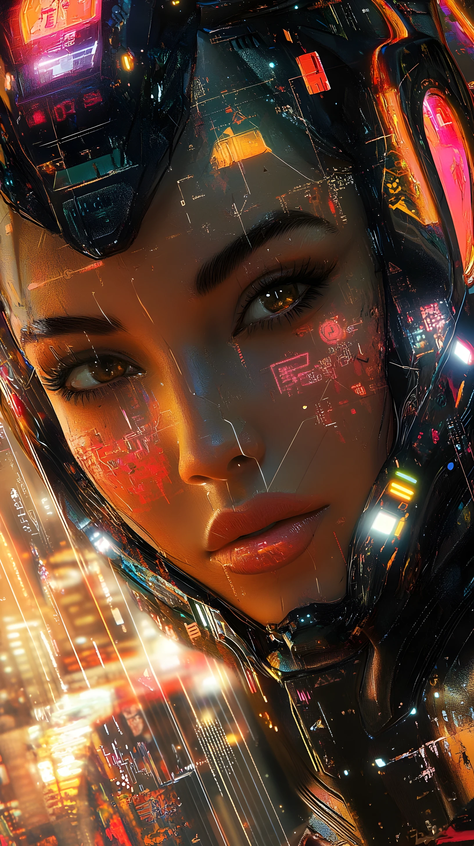 Futuristic woman portrait with dreamy comic book fantasy
