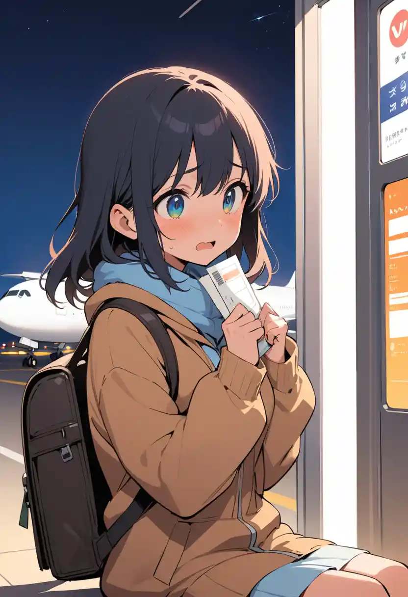 Young woman waiting alone at quiet airport gate