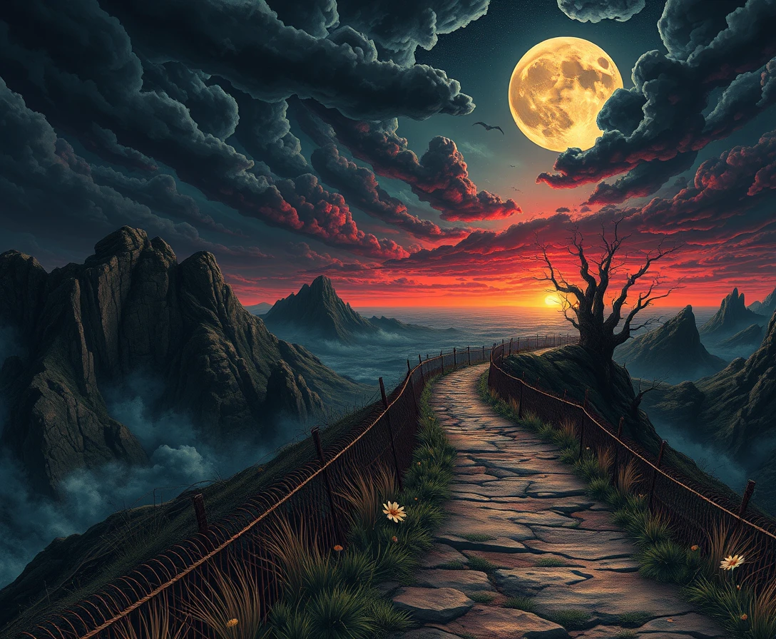 Surreal Path Through A Tempestuous Night Horizon