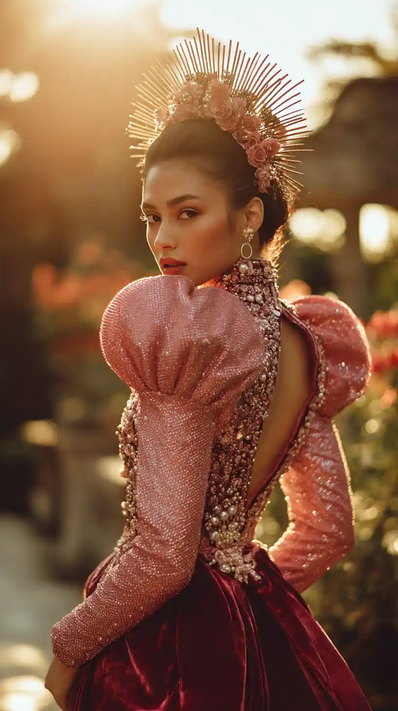 Regal fashion portrait of an empress in a velvet gown