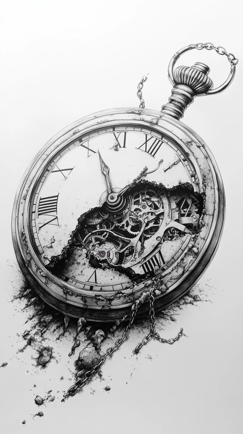 Oversized melting pocket watch with endless looping chain