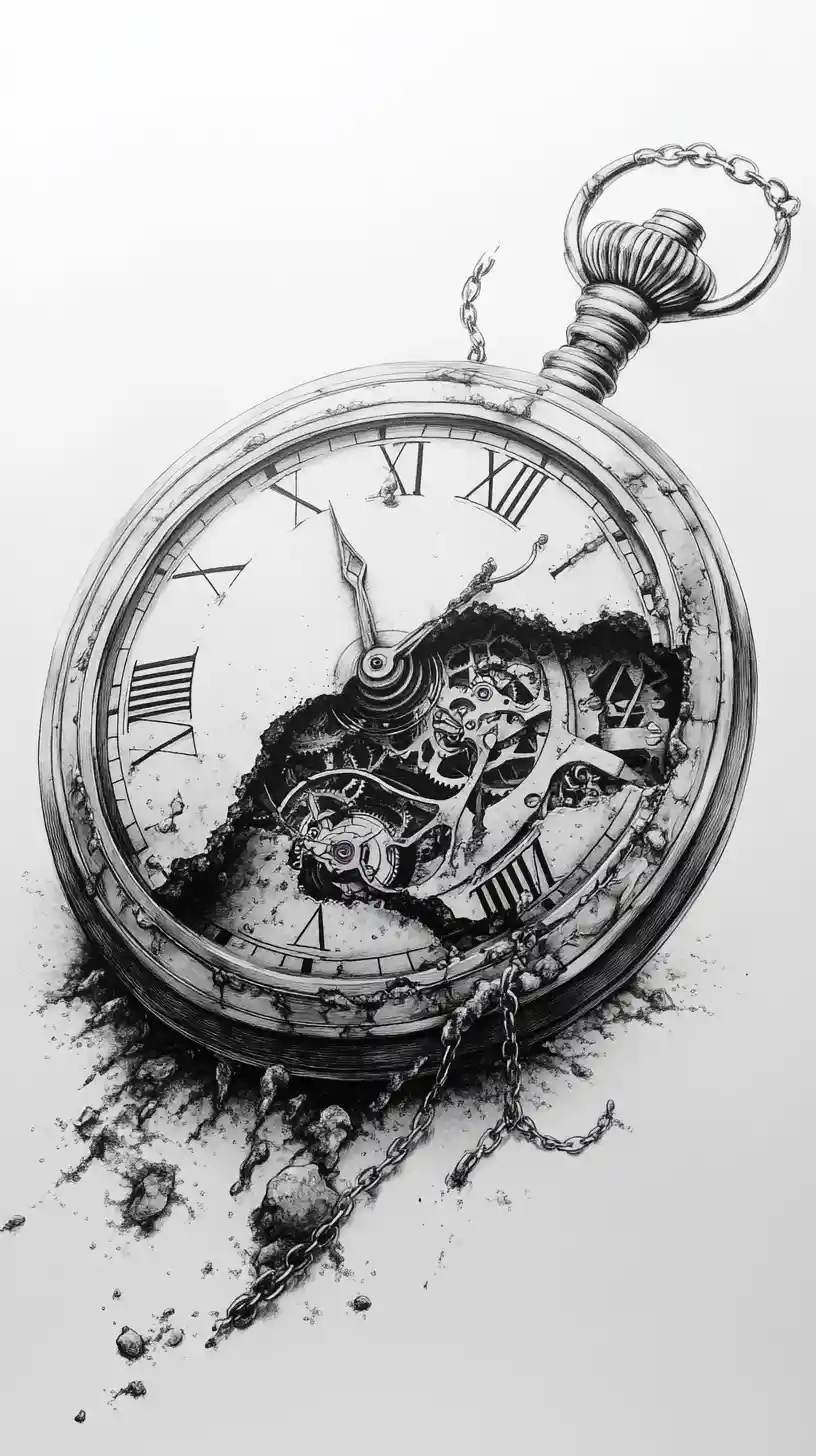Montre de poche surdimensionnée fondante avec chaîne en boucle infinie