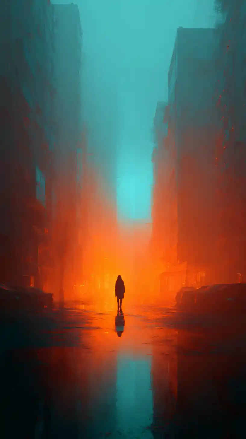 Ethereal Ghost Figure In Infrared Surreal Urban Cityscape
