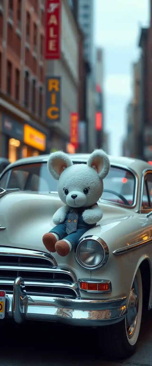 Animated American car inspired by a city capsule scene