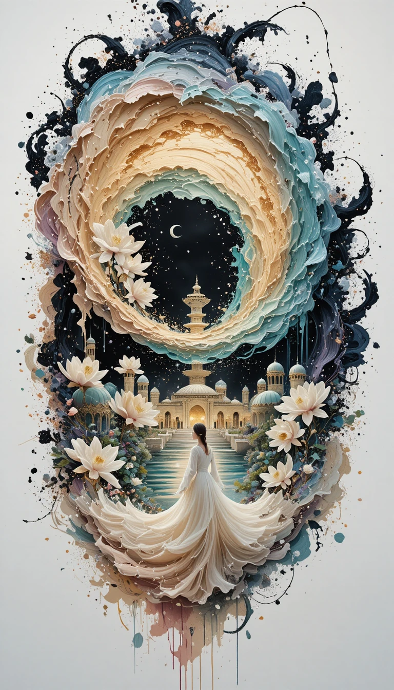 Arabian princess close up with sparkling water vortex