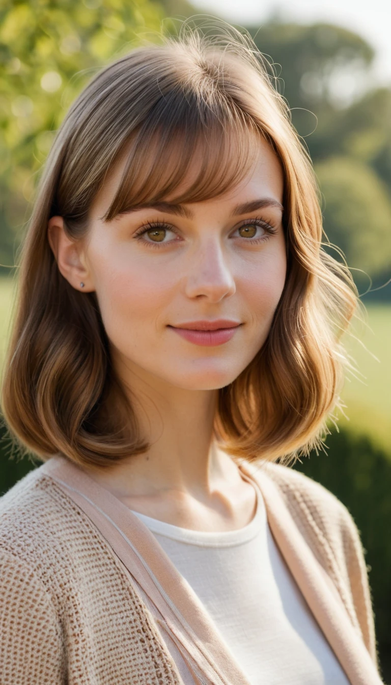 Young woman standing outdoors in soft morning light