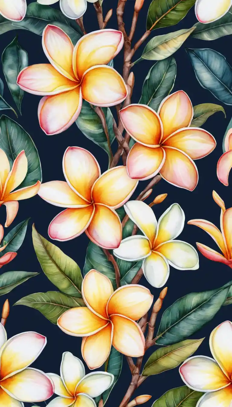 Vector floral flyer with watercolor plumeria illustration