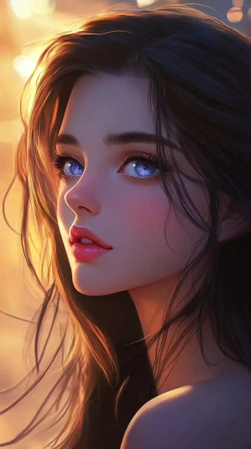 Serene anime girl profile in warm and cool studio light