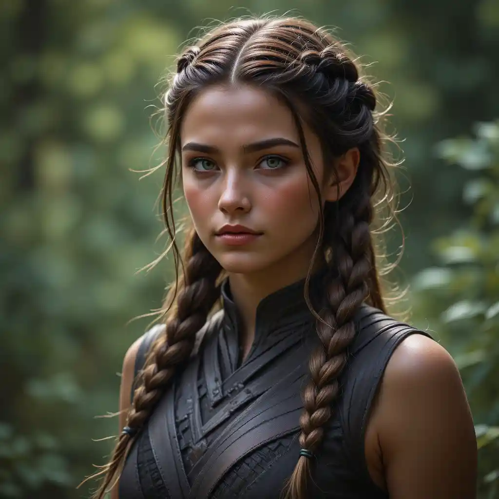 Tanned young girl with dark brown ombre braids