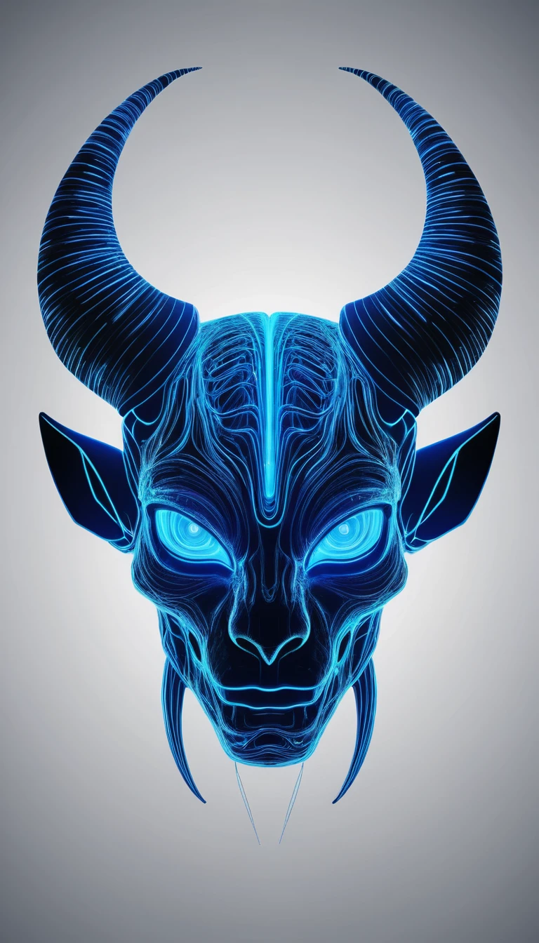 Glowing Alien Head Icon With Rainbow Horn Silhouette