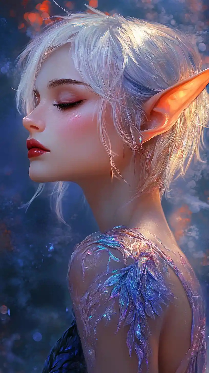 Elegant elf woman in glowing fantasy portrait