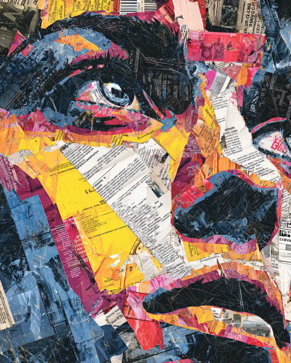 Abstract graphic collage inspired by photo bomb imagery