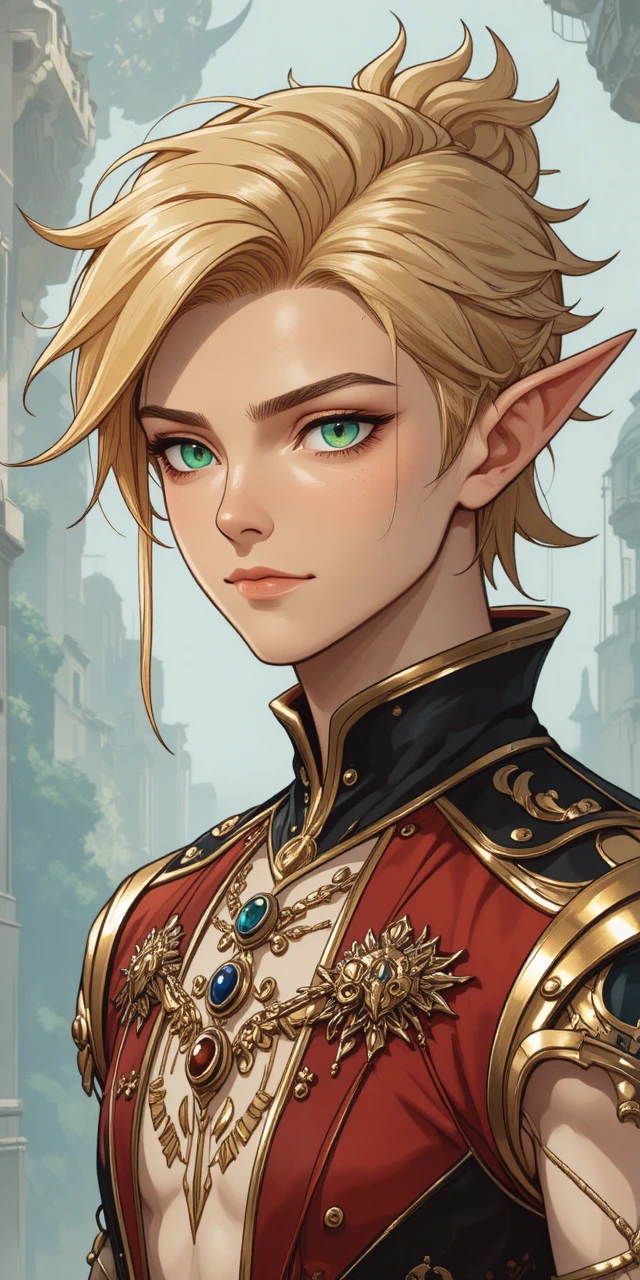 Anime fantasy man with feline traits in red ecaflip outfit