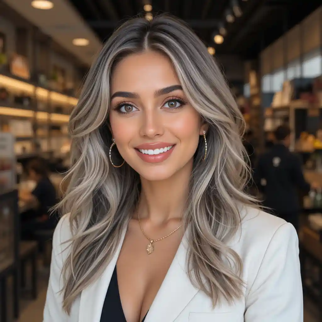 Confident Brazilian woman smiling in casual neutral outfit