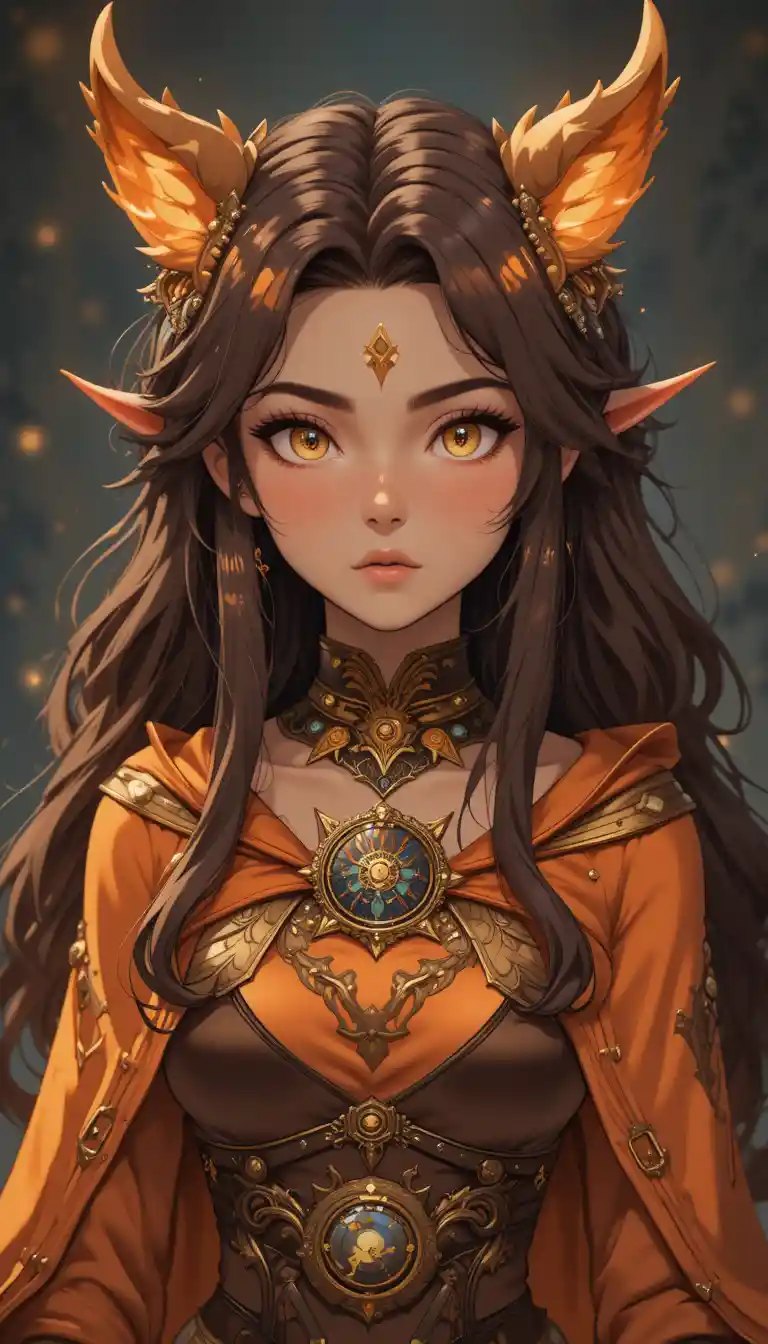 Young osamodas girl with glowing eyes and talisman belt