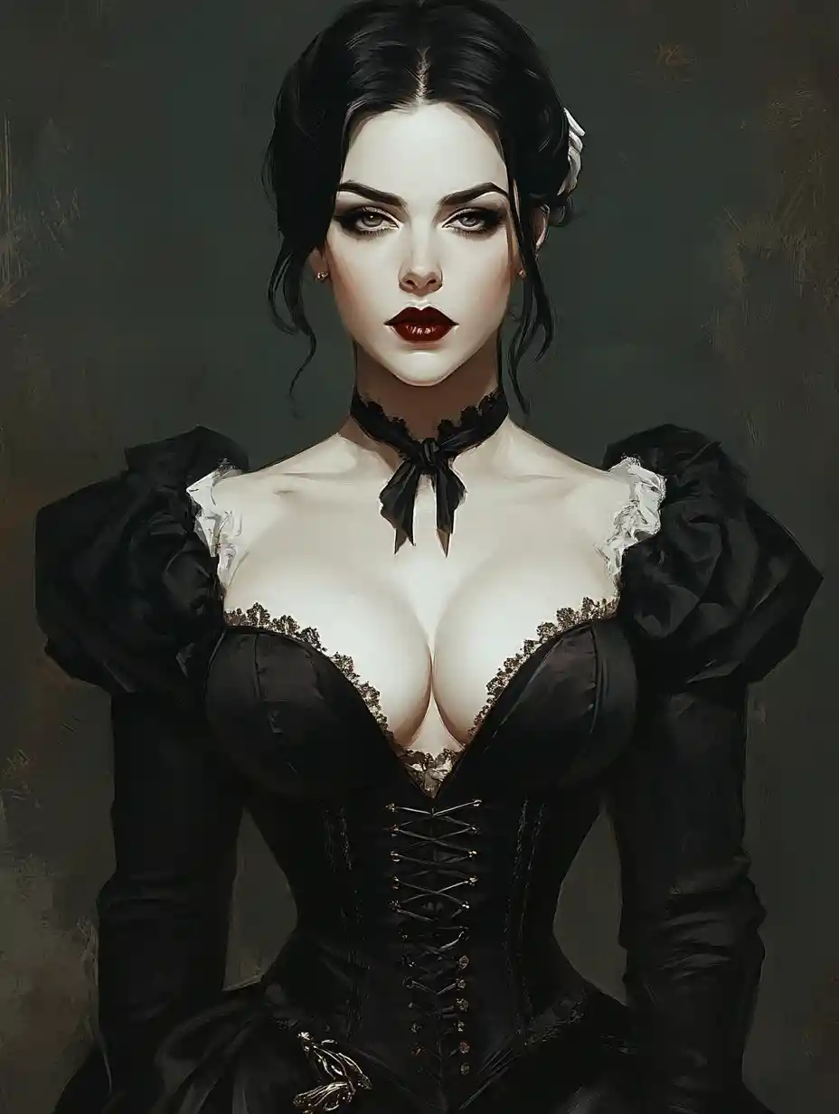 Powerful gothic vampire queen with muscular feminine physique