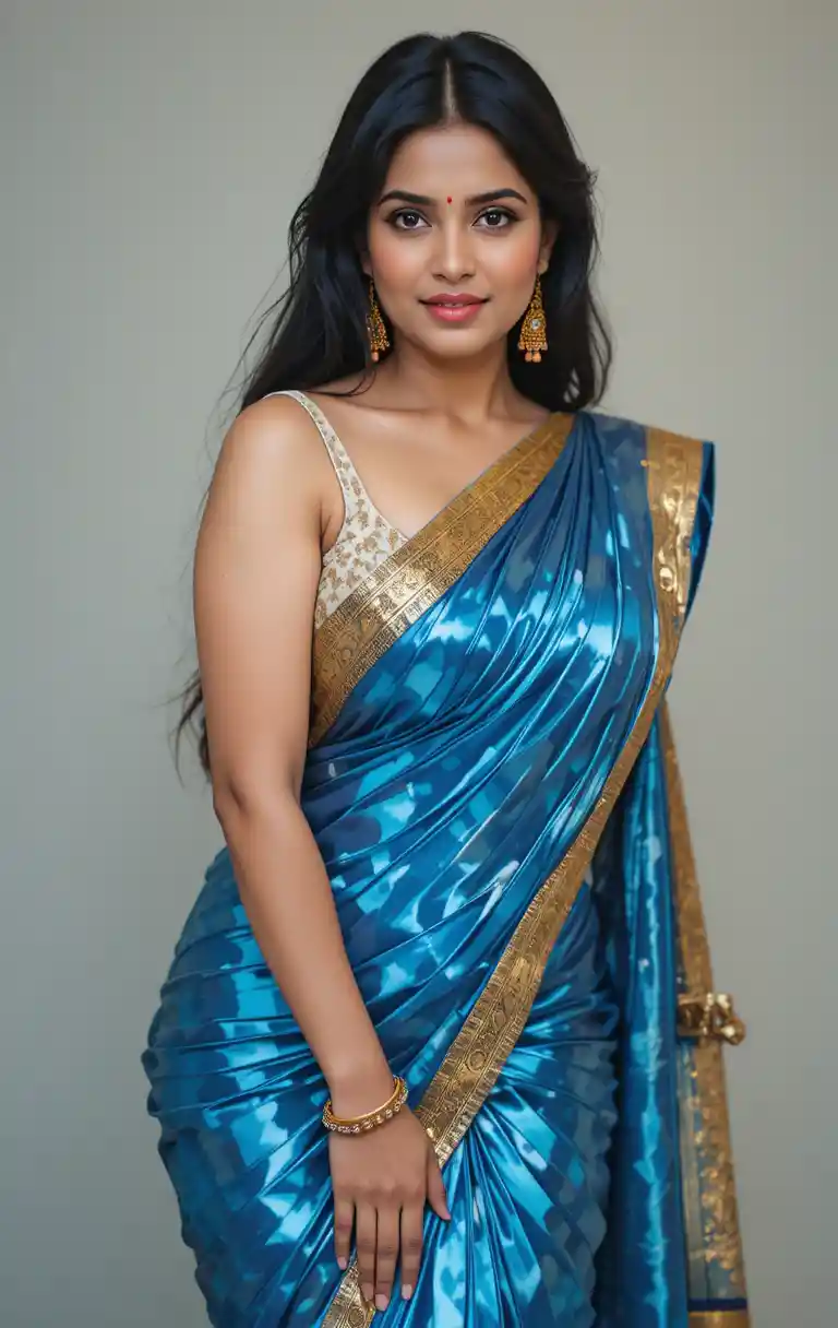 Tamil woman in modern saree with exposed midriff