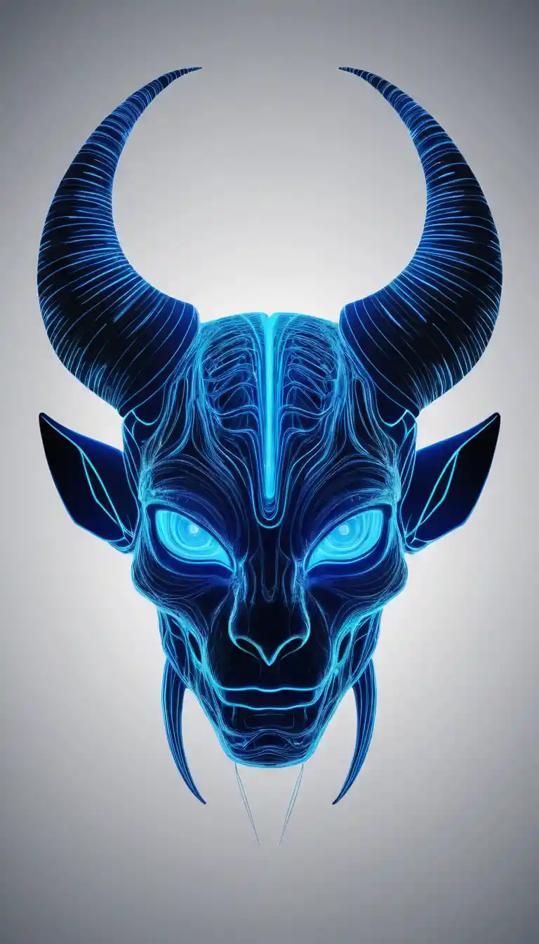 Glowing Alien Head Icon With Rainbow Horn Silhouette