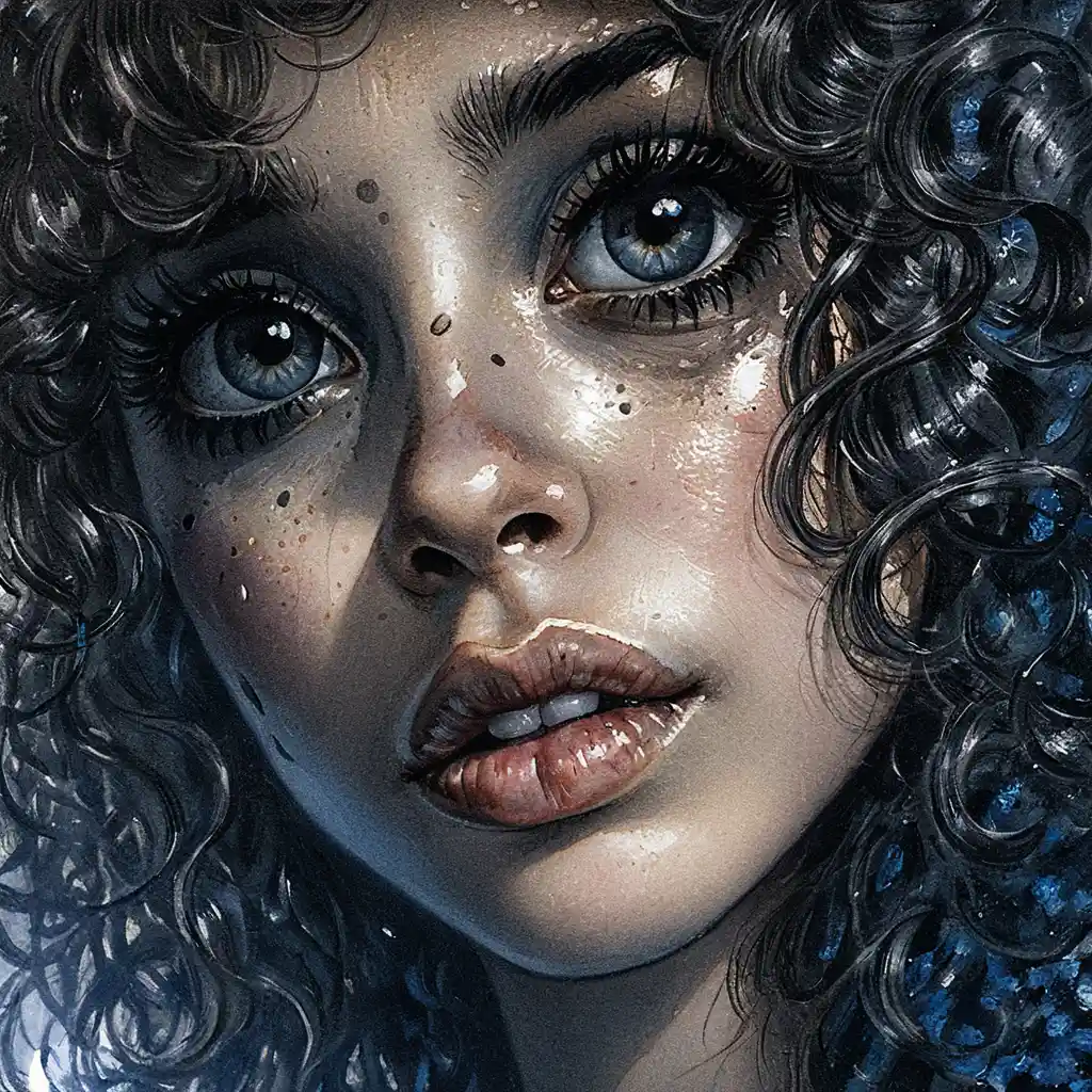 Ethereal close up portrait of a freckled girl