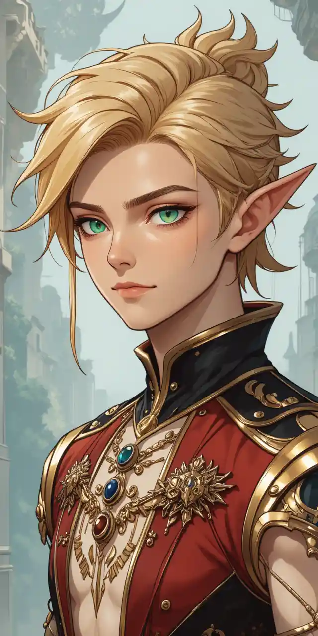 Anime fantasy man with feline traits in red ecaflip outfit