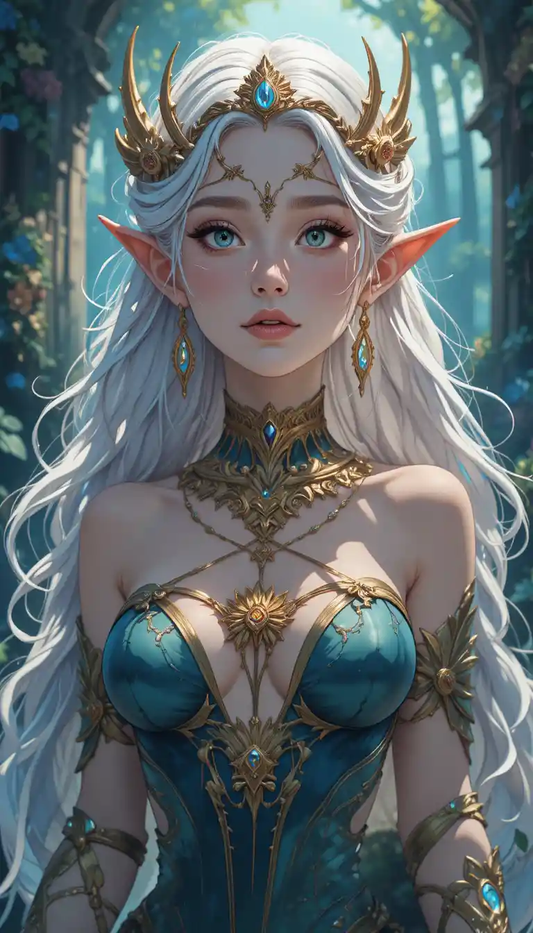Anime mermaid nymph woman in a mystical fantasy world