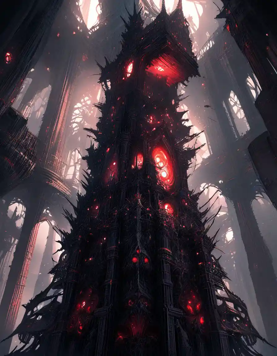 Gigantic living cathedral of fused human and biomechanical forms