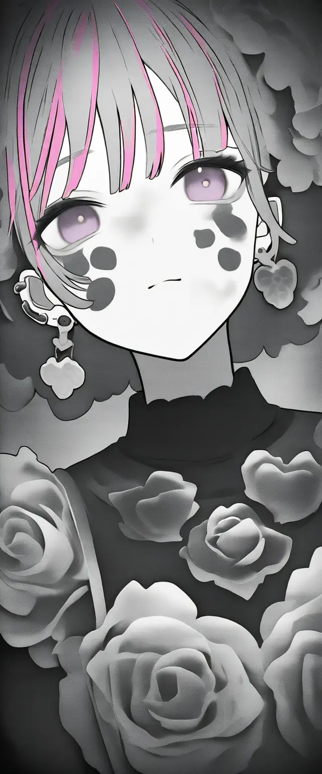Gothic anime girl in frilly maid outfit with cat ears