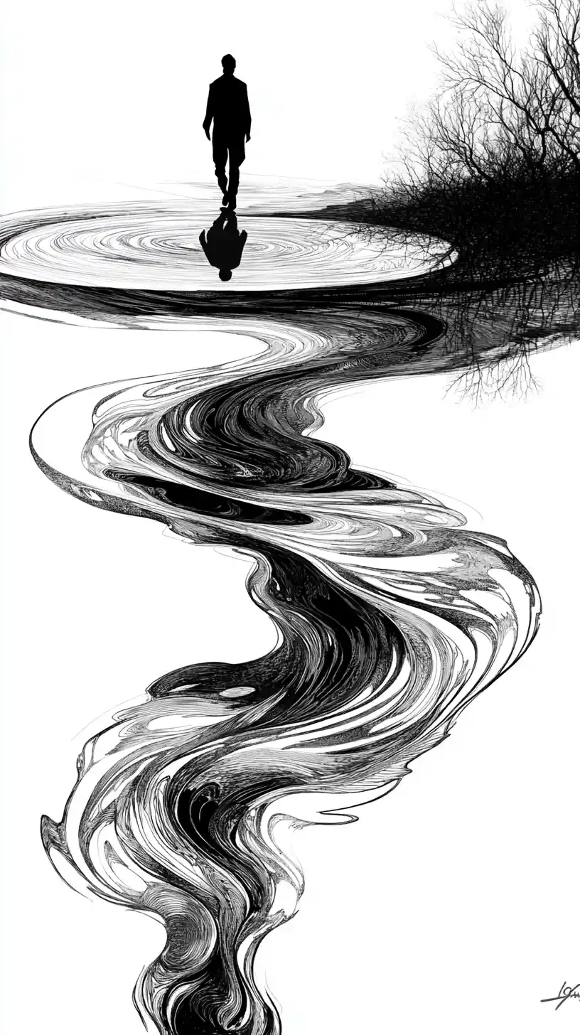 Spilled Ink River Forming A Perfect Circular Loop