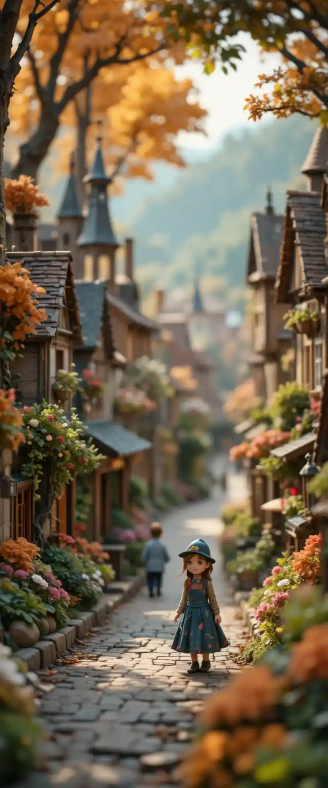 Cute clay bear cycling through a cozy forest village