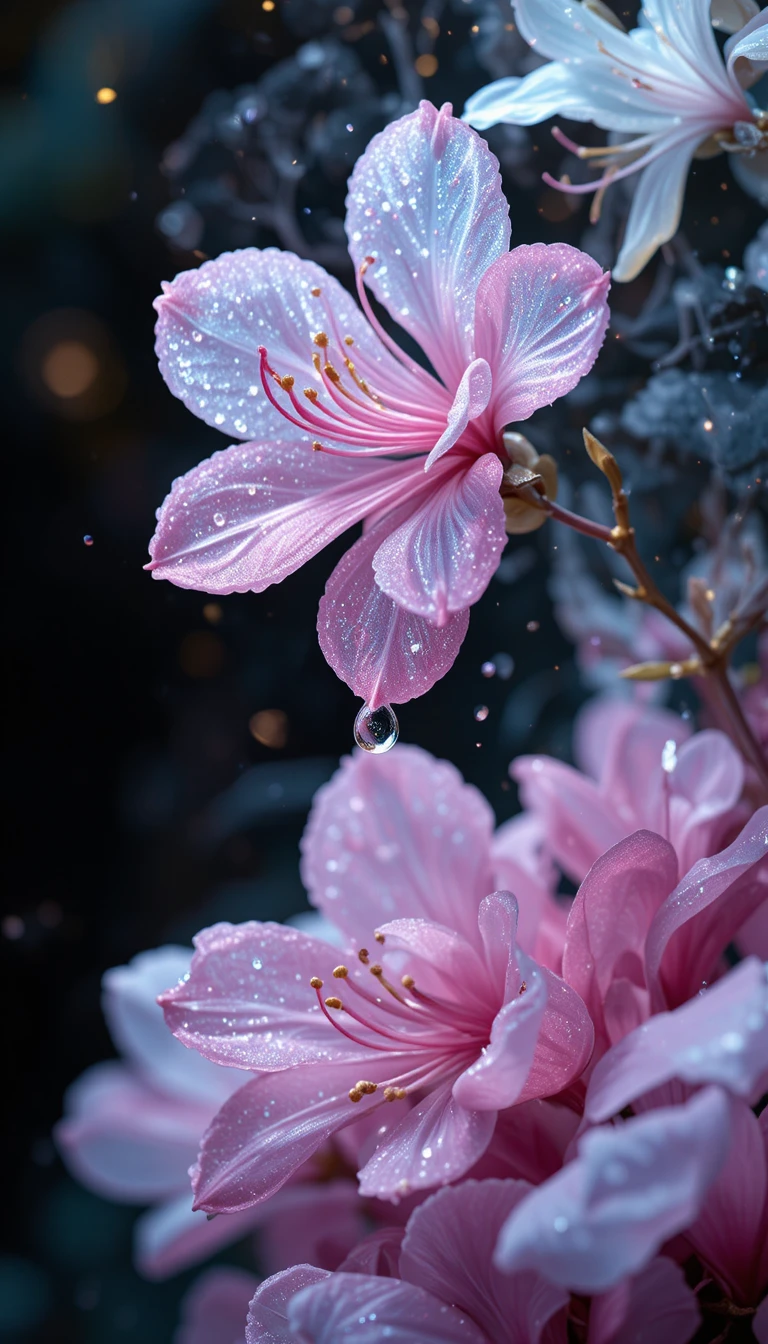 Delicate Transparent Flowers Floating In A Sparkling Breeze