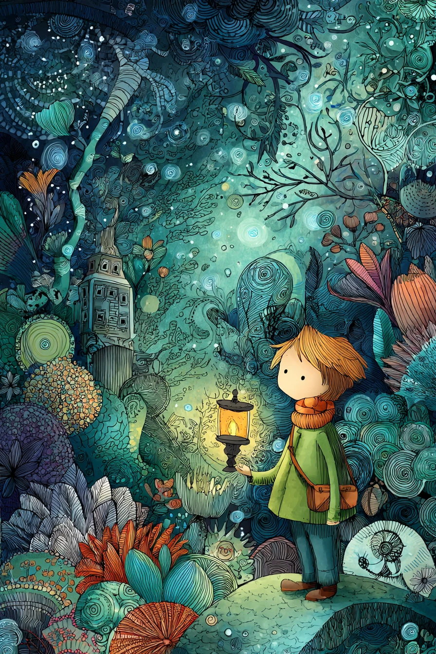 Personaje de fantasía caprichoso en un mundo encantado e intrincado