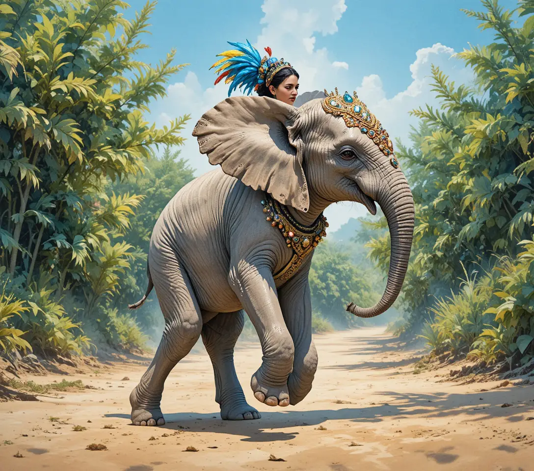 Latina carnival dancer in vibrant feathered costume performing