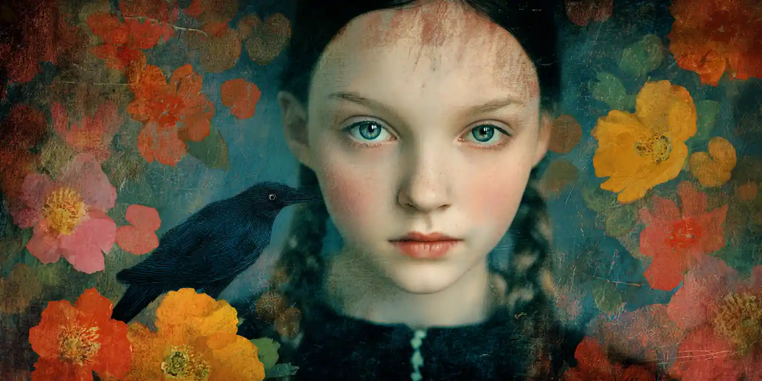 Surreal mixed media scene in a whimsical spring atmosphere
