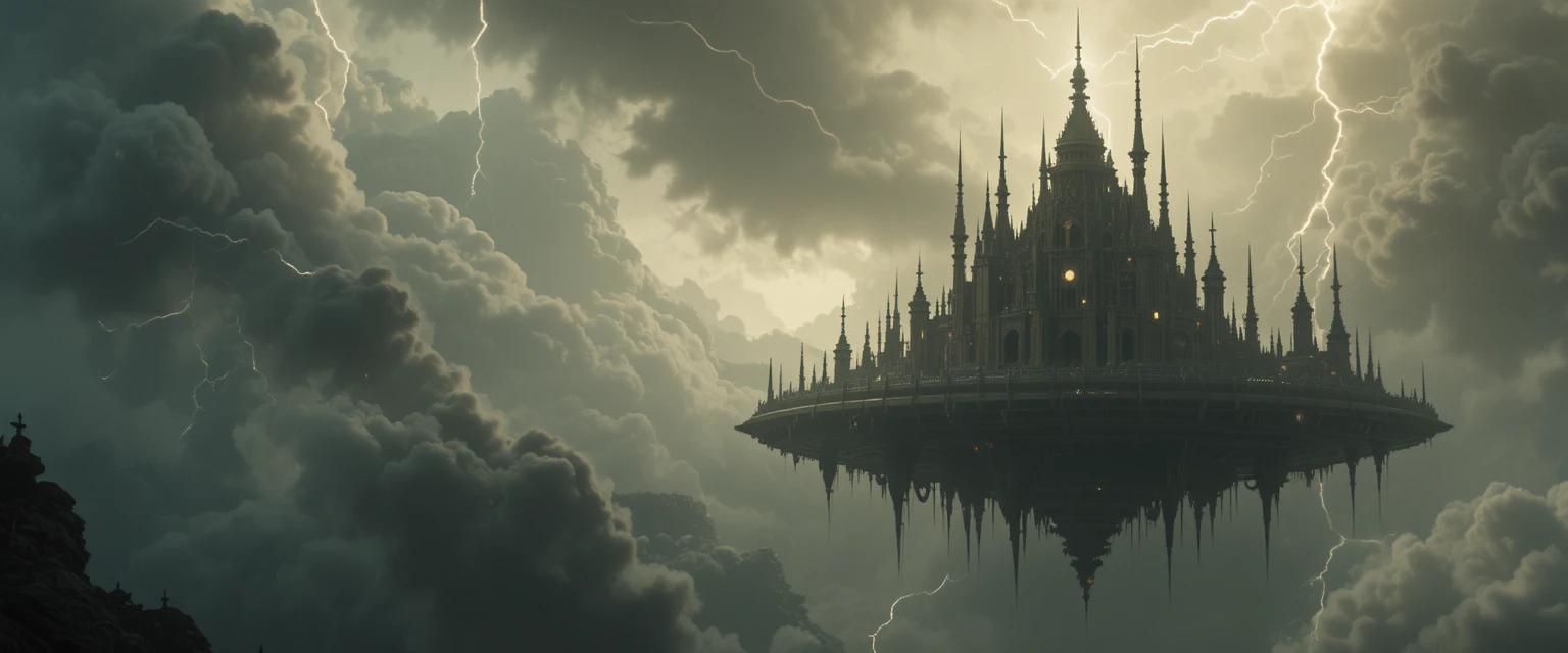 Abandoned Floating City Orbiting A Dark Alien Planet