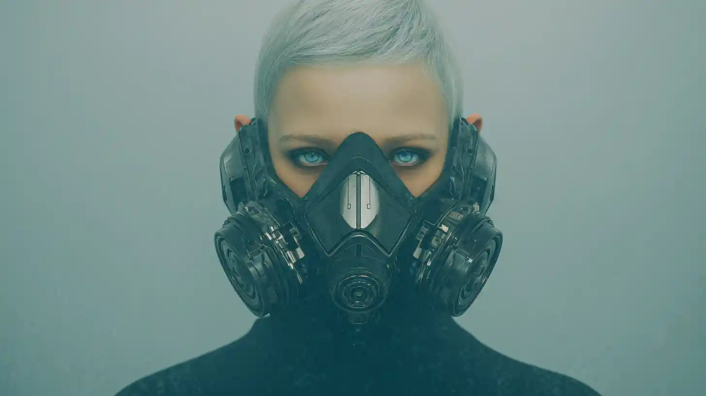 Ominous Futuristic Woman Commander In Rainy Urban Sci Fi Portrait