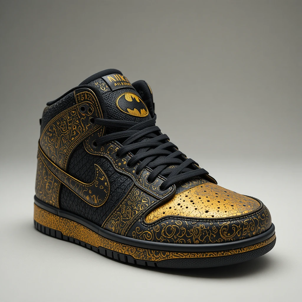 Close up product shot of branded dunk style sneakers
