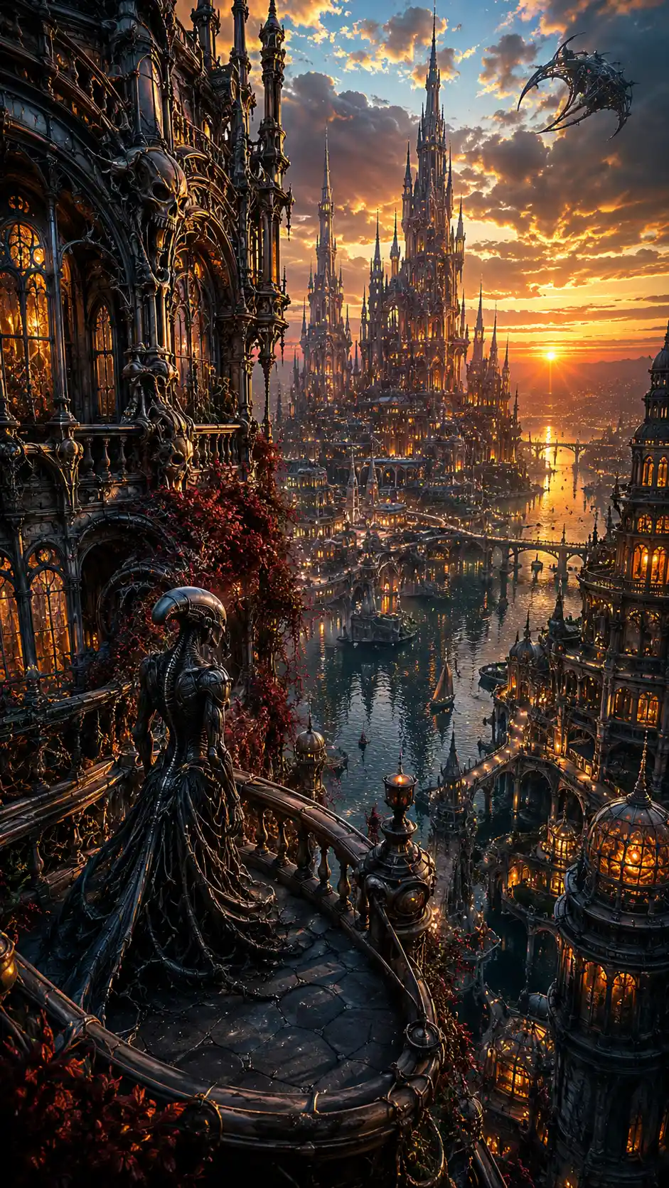 Surreal fantasy landscape in richly detailed digital painting